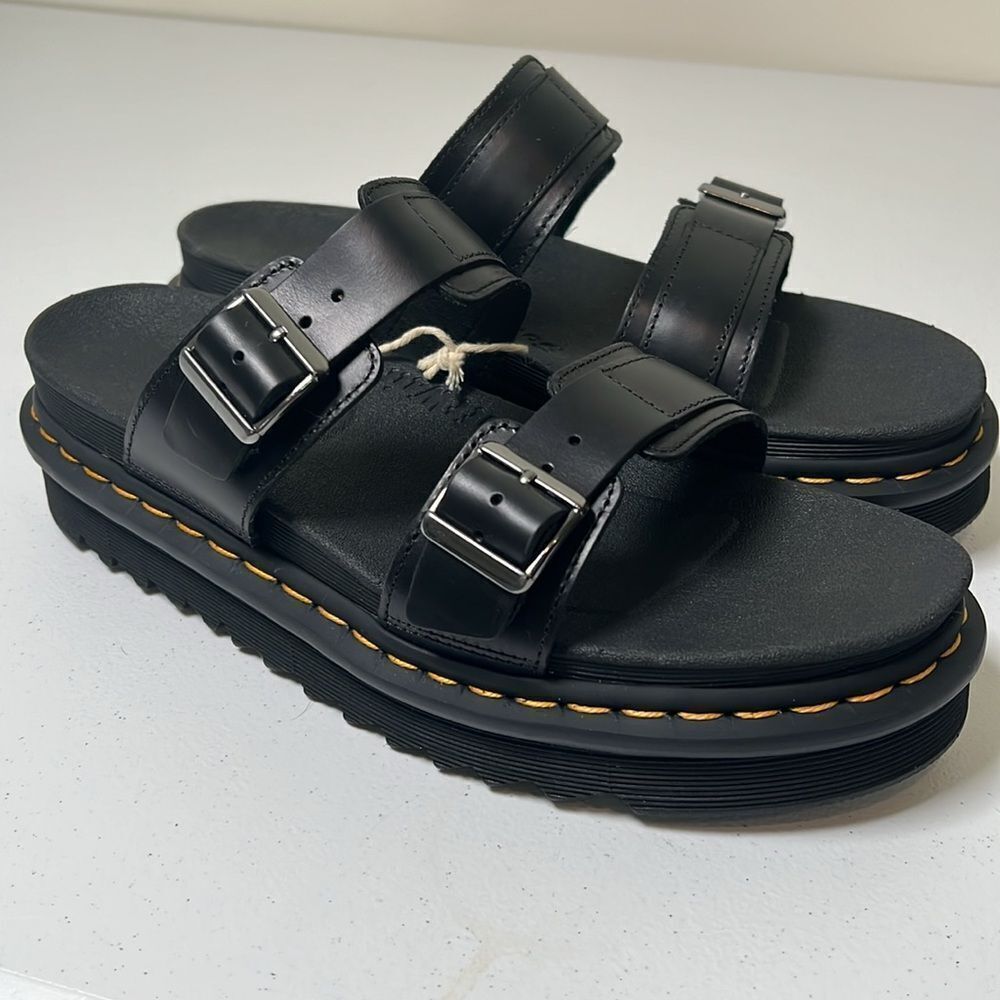 Dr Martens MYLES BRANDO LEATHER BUCKLE SLIDE SANDALS 10 - Picture 3 of 8